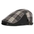 Klassieke geruite baret in Britse stijl met zwart corduroy patchwork ontwerp - Past 56-59cm (Verstelbaar) / Ruiten Patchwork Zwart