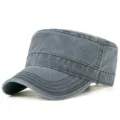 Berretto militare vintage in cotone lavato grigio antracite per taglie forti - Grigio scuro