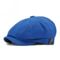 Cappello stile newsboy retrò in cotone blu vivace per look casual autunnale - Taglia M (Adatta per una circonferenza della testa di 56-58 cm) / Blu zaffiro