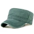 Berretto militare vintage in cotone lavato verde petrolio per protezione solare esterna - Verde Scuro