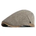 Klassieke vintage visgraat baret voor heren, bruine newsboy pet voor de herfst en winter - Past 56-59cm (Verstelbaar) / Visgraat Donkerkhaki