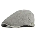 Klassieke grijze baret met visgraatmotief, warme voering en verstelbare gesp voor heren - Past 56-59cm (Verstelbaar) / Visgraat Lichtkhaki