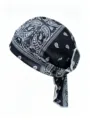 Elegante bandana cappello da pirata paisley nero in tessuto elastico per sport e ciclismo - Taglia Unica (55-60cm) / Nero N. 2