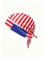 Bandana da ciclismo elastica con motivo bandiera USA, stile cappello pirata regolabile - Taglia Unica (55-60 cm) / Stelle e Strisce (Rosso)