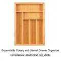 Organizador extensible de cubiertos de bambú para cajón de cocina, de 46x33-50cm - Caja de Cubiertos Extensible Grande / Amarillo jengibre