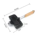 Double-sided non-stick sandwich maker pan with wooden handle and detailed measurements - Small Sandwich Baking Pan