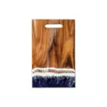 Handcrafted acacia wood cutting board with a stunning blue epoxy resin ocean wave design - Rectangle With Handle (Style B)