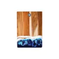 Rectangular acacia wood charcuterie board with blue ocean wave resin art design - Rectangle With Hanging Hole (Style D)