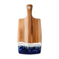 Acacia wood charcuterie board featuring ocean wave resin art design for home decor - Rounded Rectangle Hole (Style F)