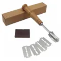Professioneel broodmes met houten handvat, 5 reservemesjes en een lederen beschermhoes - Papieren Doos Set / 5 Stuks/Verpakking