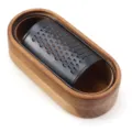Professional black stainless steel cheese grater with solid acacia wood storage box - Without Handle (Black Blade Included)
