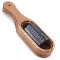 Black stainless steel cheese grater with premium acacia wood collection box and ergonomic handle - With Handle (Black Blade Included)