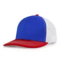 Gorra trucker de malla minimalista en azul y rojo con paneles blancos transpirables - 56-60cm / Rojo Azul Blanco