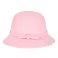 Elegant pink wool felt cloche hat with bow decoration for women, autumn winter accessory - 55cm / Small Bowknot Style / Pink