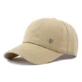 Khaki washed cotton baseball cap with embroidered side detail for sun protection - 55-60cm / Style 2 (Letter Embroidery + Metal Shield) / Light Khaki