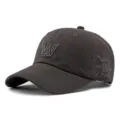 Dark grey washed cotton baseball cap with embroidered W logo for sports and sun protection - 55-60cm / Style 3 (W Embroidery + Side Graffiti Embroidery) / Dark Gray