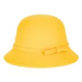 Elegante cappello cloche in lana gialla da donna con classico dettaglio a fiocco laterale - 55cm / Stile Fiocco Piccolo / Giallo