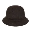 Elegante cappello a cloche in feltro di lana marrone scuro con un fiocco decorativo. - 55cm / Stile Fiocco Piccolo / Colore Caffè Misto