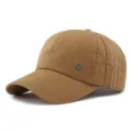 Premium brown washed cotton baseball cap with embroidered lettering and shield logo. - 55-60cm / Style 2 (Letter Embroidery + Metal Shield) / Dark Khaki / 0.1