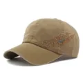 Professional khaki washed cotton baseball cap with sport embroidery for outdoor sun protection - 55-60cm / Style 1 (SPORT Embroidery + Metal Label) / Dark Khaki