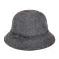 Cappello a cloche in lana grigia elegante da donna con fiocco e design vintage chic - 55cm / Stile Fiocco Piccolo / Grigio Scuro Misto