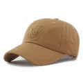 Stylish washed cotton baseball cap in khaki featuring unique letter W embroidery details - 55-60cm / Style 3 (W Embroidery + Side Graffiti Embroidery) / Dark Khaki