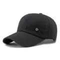 Vintage black washed cotton baseball cap featuring stitched letters and metal shield badge - 55-60cm / Style 2 (Letter Embroidery + Metal Shield) / Black