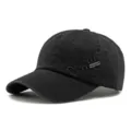 Adjustable black washed cotton baseball cap featuring Sport embroidery and a metal tag detail - 55-60cm / Style 1 (SPORT Embroidery + Metal Label) / Black