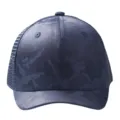 Breathable navy blue camouflage mesh baseball cap featuring a classic trucker style - 55-59cm (Adjustable) / Navy Camouflage Half Mesh 4.5cm Brim