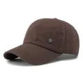 Stylish brown washed cotton baseball cap with side letter embroidery and shield badge - 55-60cm / Style 2 (Letter Embroidery + Metal Shield) / Coffee