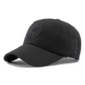 Premium black washed cotton baseball cap with stylish embroidered letter for outdoor sports - 55-60cm / Style 3 (W Embroidery + Side Graffiti Embroidery) / Black