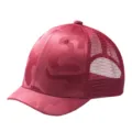 Red camouflage mesh trucker hat with short brim for summer outdoor activities - 55-59cm (Adjustable) / Red Camouflage Half Mesh 3cm Brim