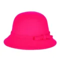 Elegante cappello cloche in feltro di lana fucsia da donna con fiocco laterale. - 55cm / Stile Fiocco Piccolo / Rosso rosa