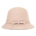 Elegante cappello cloche in feltro di lana beige con decorazione a fiocco per moda invernale - 55cm / Stile Fiocco Piccolo / Bianco avorio
