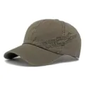 Vintage army green washed cotton baseball cap featuring embroidered sport stitching detail - 55-60cm / Style 1 (SPORT Embroidery + Metal Label) / Army Green