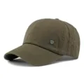 Durable army green washed cotton baseball cap with vintage metal badge and side embroidery - 55-60cm / Style 2 (Letter Embroidery + Metal Shield) / Army Green
