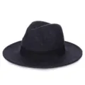 Cappello Fedora classico in feltro di lana a tesa larga grigio antracite per l'autunno-inverno - M(56-58cm) / Nastro Quadrato / Mix Blu