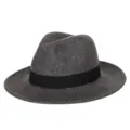 Cappello fedora classico in feltro di lana grigio scuro con nastro nero per l'autunno inverno - M(56-58cm) / Nastro Quadrato / Grigio Scuro Misto