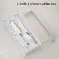 Ensemble de couteau et pelle à gâteau en acier inoxydable avec poignées en cristal de luxe. - Couteau Et Pelle Avec Boîte Cadeau Blanche