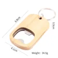 Portable oak wood and stainless steel beer bottle opener keychain with dimensions - Oak Wood Bottle Opener / Oak