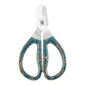Professional stainless steel pill cutter scissors with teal splash patterned handles - Blue Scissors