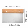Professional stainless steel dough scraper with wooden handle and cm/inch measurements - Wood Handle Square Flour Cutter / 15.1cmx10.5cm