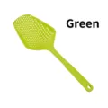 Durable green plastic kitchen slotted spoon for efficient straining and scooping of food items - Green