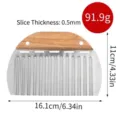Semi-circular stainless steel crinkle cutter with wooden handle, 6.34 x 4.33 inches - Wood Handle Semi-circular Wavy Potato Cutter / 16.1cmx11cm