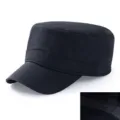 Black quick-dry flat top cadet cap for men with breathable mesh lining detail view - 57cm / Summer Style (Mesh Lining) / Black
