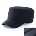 Men's black full-back quick-dry military flat top cap with warm fleece lining detail - 57cm / Winter Style (Fleece Lining) / Black