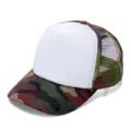 Gorra trucker de camuflaje unisex con panel frontal de espuma blanca lisa para DIY - Niños 50-54cm / Blanco Camuflaje