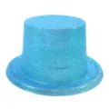 Shiny sky blue glitter top hat for festive party costumes, jazz style magician headwear - Height 12.5-Circumference 58CM-Adult / Fluorescent Blue