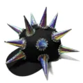 Gorra de béisbol de hip-hop estilo punk con grandes puntas metálicas iridiscentes para escenario - Ajustable 56-60cm / Múltiples Cuernos Irisados
