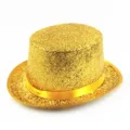 Sparkling gold glitter top hat for magician stage performance and Halloween parties - 58cm (One Size) / Gold